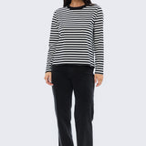 Long Sleeve T-Shirt - White & Black Stripe