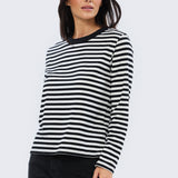 Long Sleeve T-Shirt - White & Black Stripe
