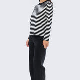 Long Sleeve T-Shirt - White & Black Stripe