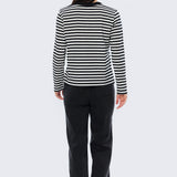 Long Sleeve T-Shirt - White & Black Stripe