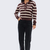 Rugby Knit Jumper - Cappuccino & Ecru Stripe