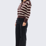 Rugby Knit Jumper - Cappuccino & Ecru Stripe
