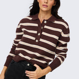 Rugby Knit Jumper - Cappuccino & Ecru Stripe