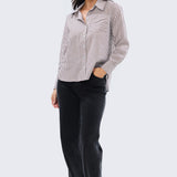 Pocket Shirt - Chocolate & White Stripe