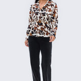 Tie Back Shirt - Cappuccino Animal