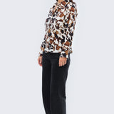 Tie Back Shirt - Cappuccino Animal