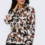 Tie Back Shirt - Cappuccino Animal