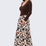 Slip Midi Skirt - Cappuccino Animal