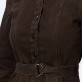 D Ring Denim Shirt Dress - Chocolate