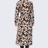 Adjustable Tie Shirt Dress - Cappuccino Animal