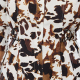 Adjustable Tie Shirt Dress - Cappuccino Animal