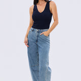 V-Neck Knit Tank - Navy