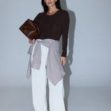 Pocket Shirt - Chocolate & White Stripe