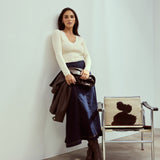 Denim Panelled Skirt - Indigo