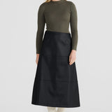 Vegan Leather A-Line Skirt - Black