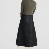 Vegan Leather A-Line Skirt - Black