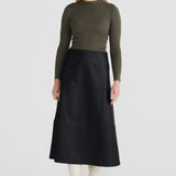 Vegan Leather A-Line Skirt - Black