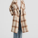 Core Oversized Coat - Latte Check