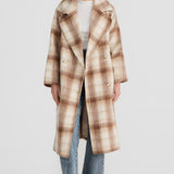 Core Oversized Coat - Latte Check