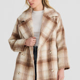 Core Oversized Coat - Latte Check