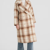 Core Oversized Coat - Latte Check