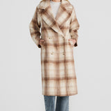 Core Oversized Coat - Latte Check