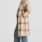 Core Oversized Coat - Latte Check