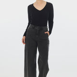 Signature Wide Leg Jeans - Black Wash