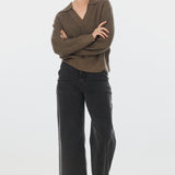 Polo Knit Jumper - Taupe Marl