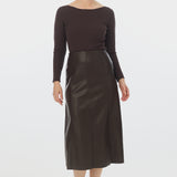 Boat Neck Knit Top - Chocolate