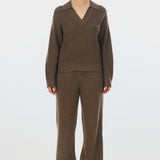 Polo Knit Jumper - Taupe Marl