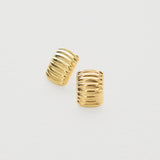 Vintage Ribbed Earrings - Gold