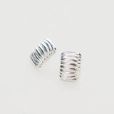 Vintage Ribbed Earrings - Silver