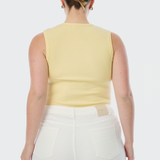 Half Placket Ribbed Tank - Panna Cotta