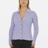 Buttoned Knit Top - Lavender