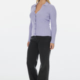 Buttoned Knit Top - Lavender
