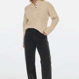 High Neck Knit Jumper - Biscuit Marl