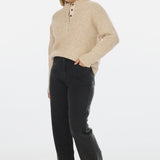 High Neck Knit Jumper - Biscuit Marl