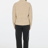 High Neck Knit Jumper - Biscuit Marl