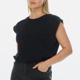 Cap Sleeve Jersey Tank - Black