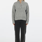 High Neck Knit Jumper - Grey Marl