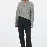 High Neck Knit Jumper - Grey Marl