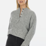 High Neck Knit Jumper - Grey Marl