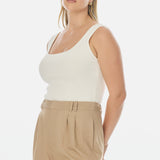 Core Square Neck Tank - White