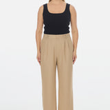 Pleat Front Pants - Camel