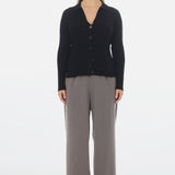 Buttoned Knit Top - Black