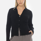 Buttoned Knit Top - Black
