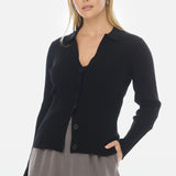 Buttoned Knit Top - Black