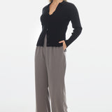 Buttoned Knit Top - Black