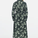 Long Sleeve Shirt Dress - Emerald Blurred Floral